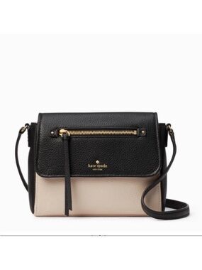 Kate  spade Black and Cream Pebbled Leather Crossbody